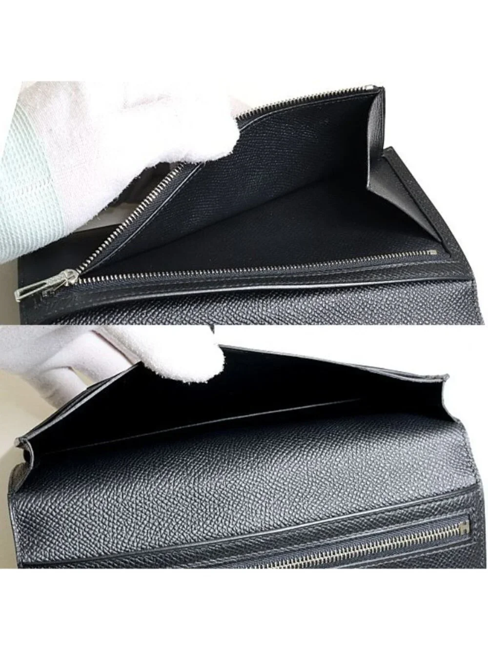 Hermes Bearn Soufflet Monochrome Wallet Veau Madame So Black